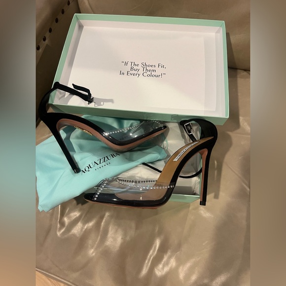 Aquazzura Ray of Light Plexi Crystal Peep 105. NIB - Picture 2 of 7
